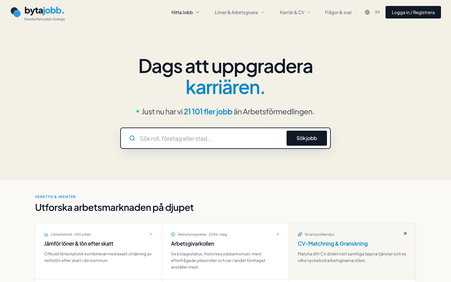 Bytajobb.se & the nbjobbx Engine live system interface