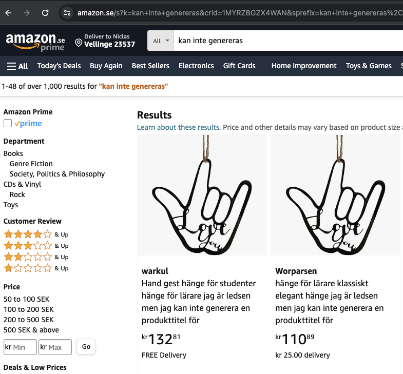 Unfiltered LLM hallucinations in the wild: Amazon product listings